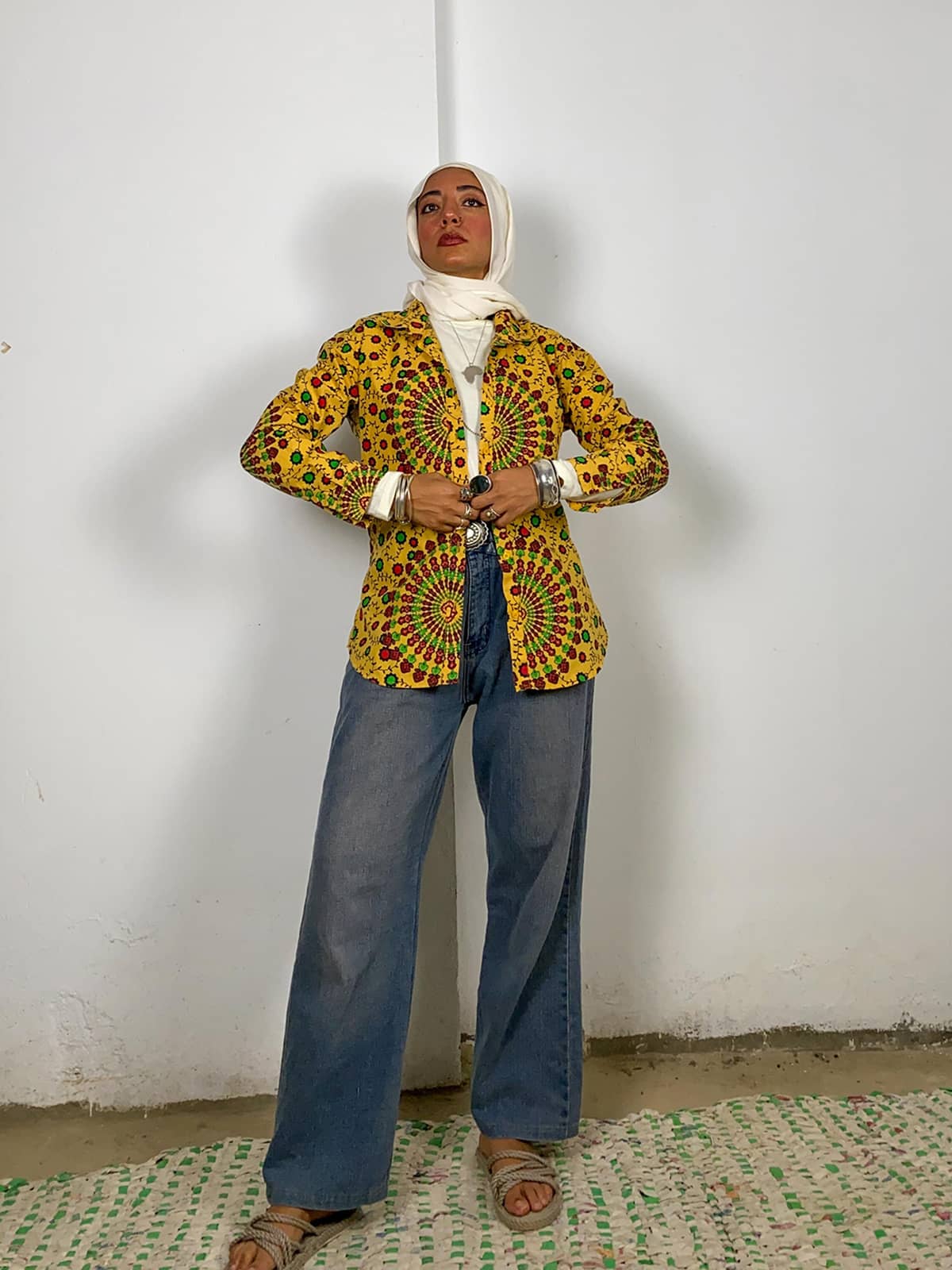 Etro yellow printed cotton button down shirt