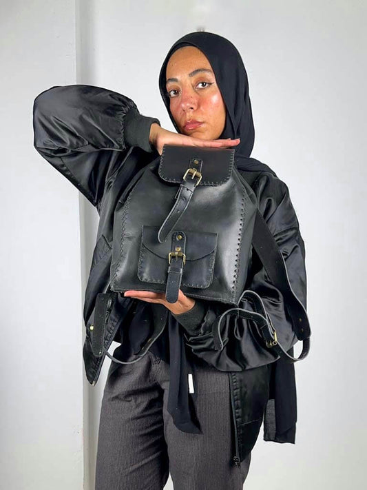 Black Leather Backpack