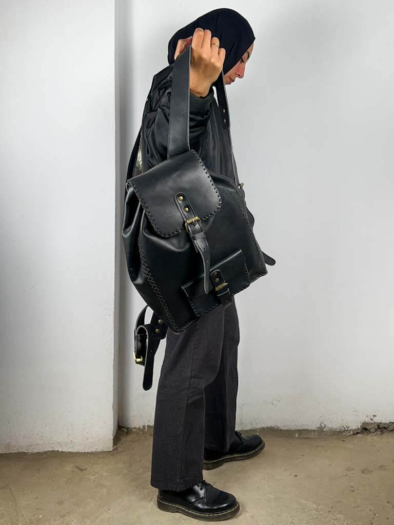 Black Leather Backpack