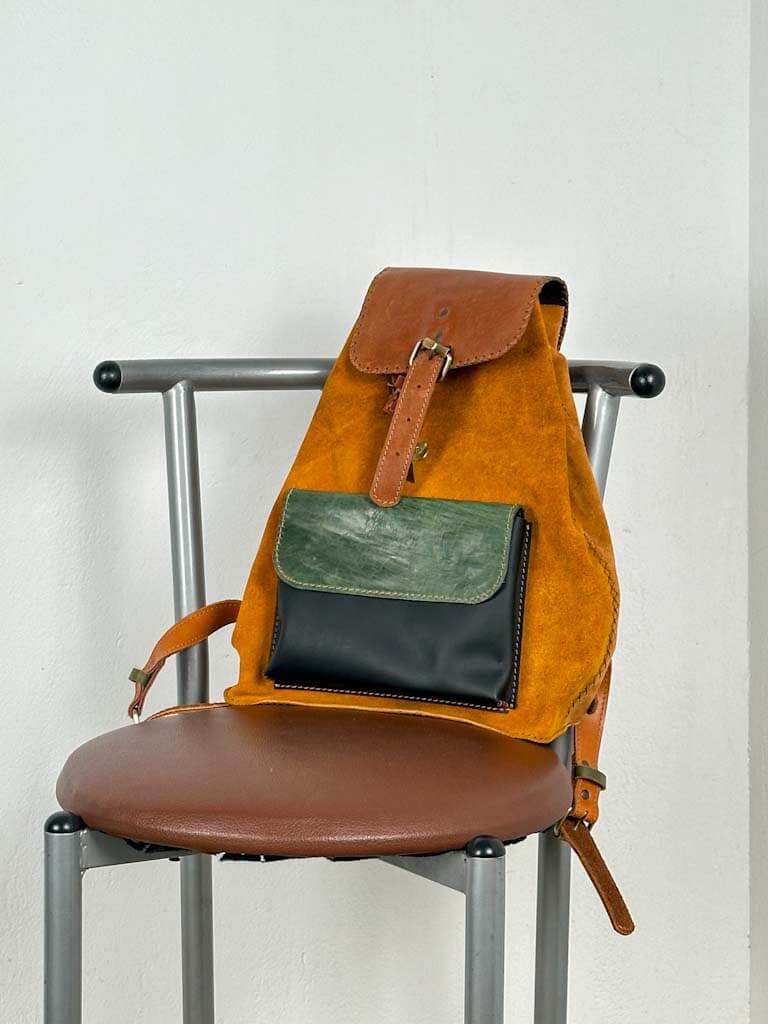 Patch Work Leather Backpack