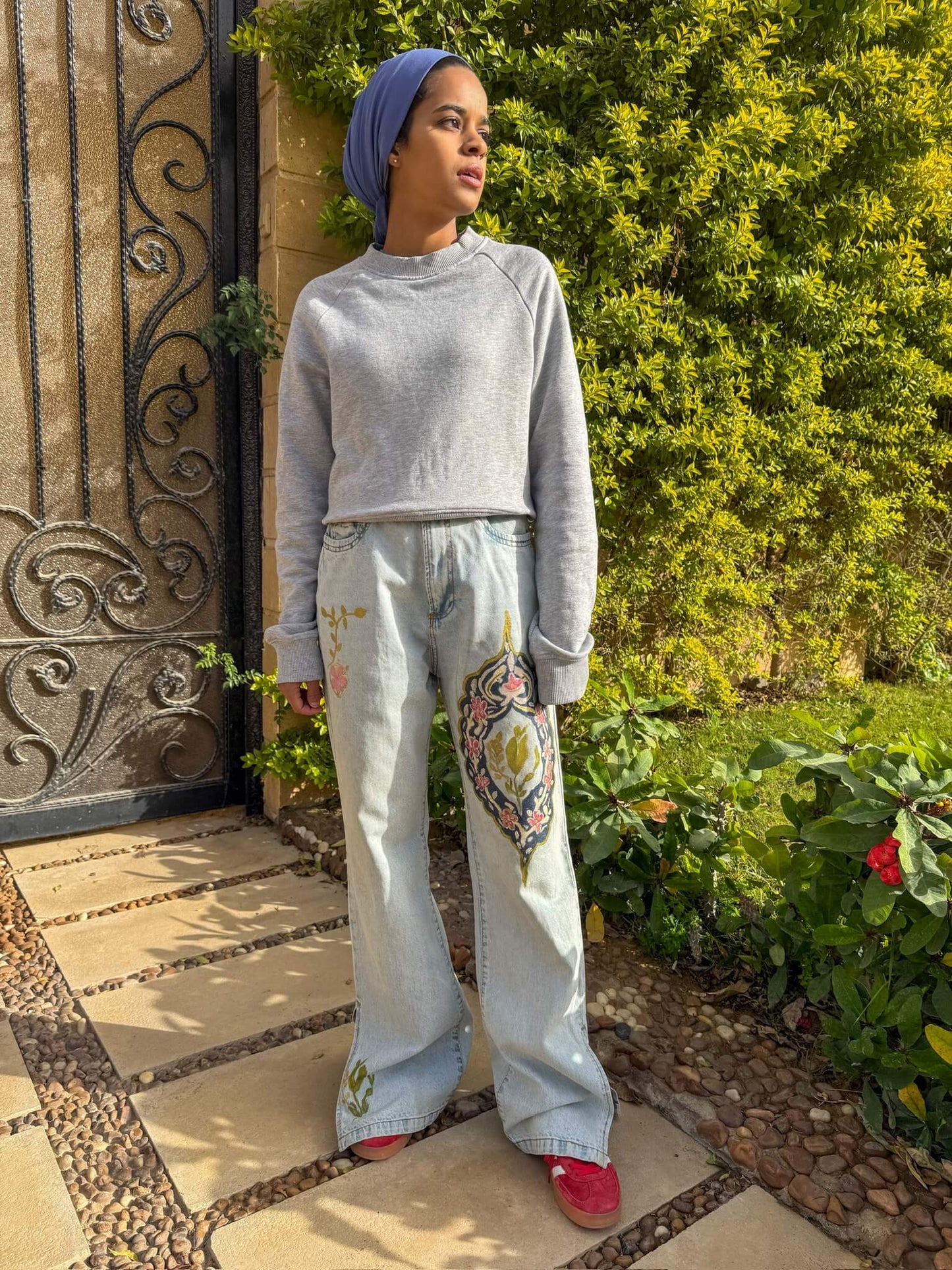 Persian hand painted jeans