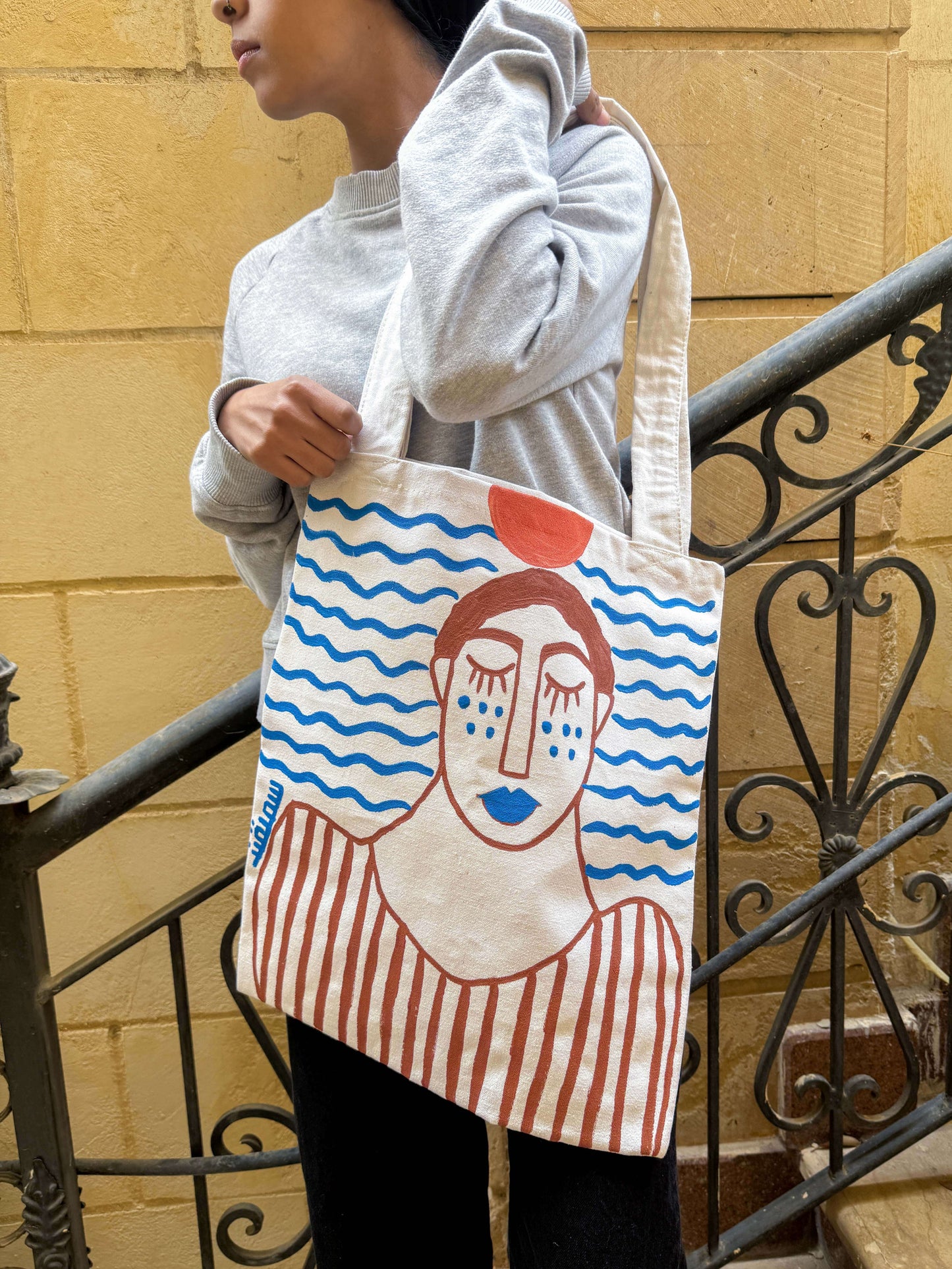 Hand painted tote bag