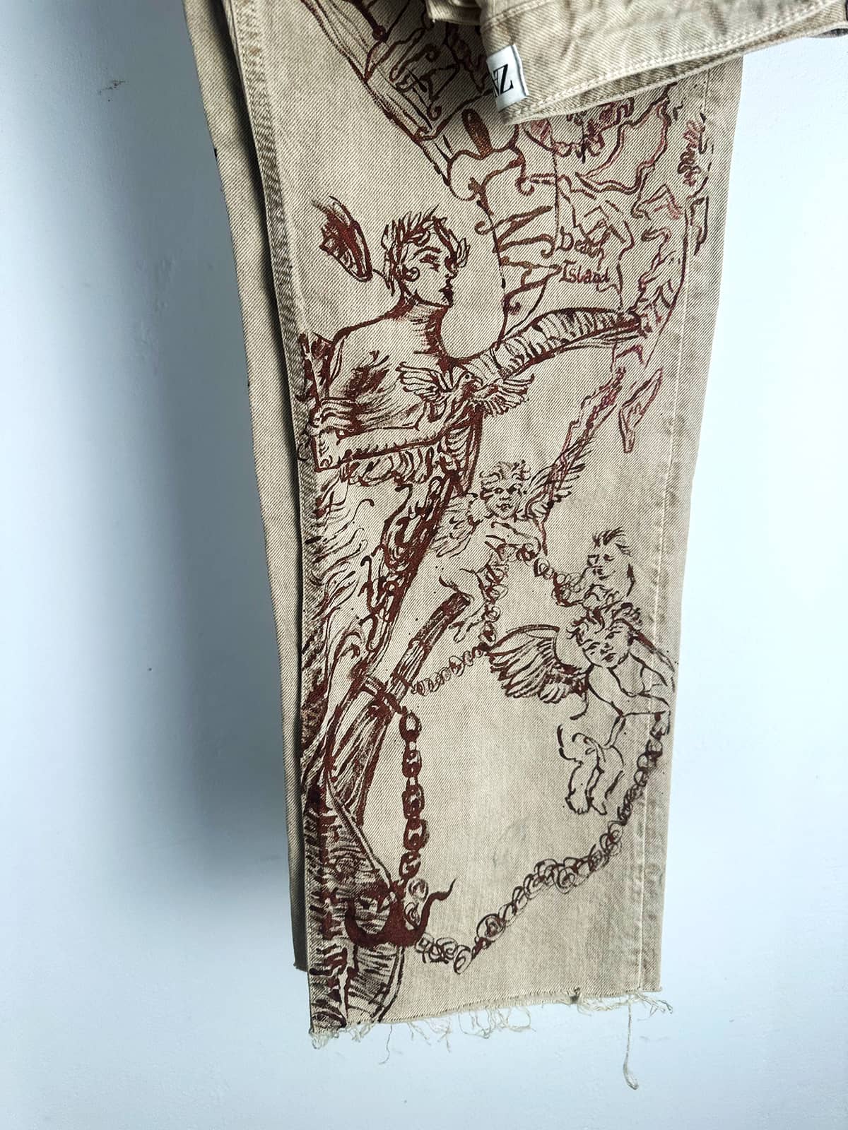 Light Beige Hand Painted pants