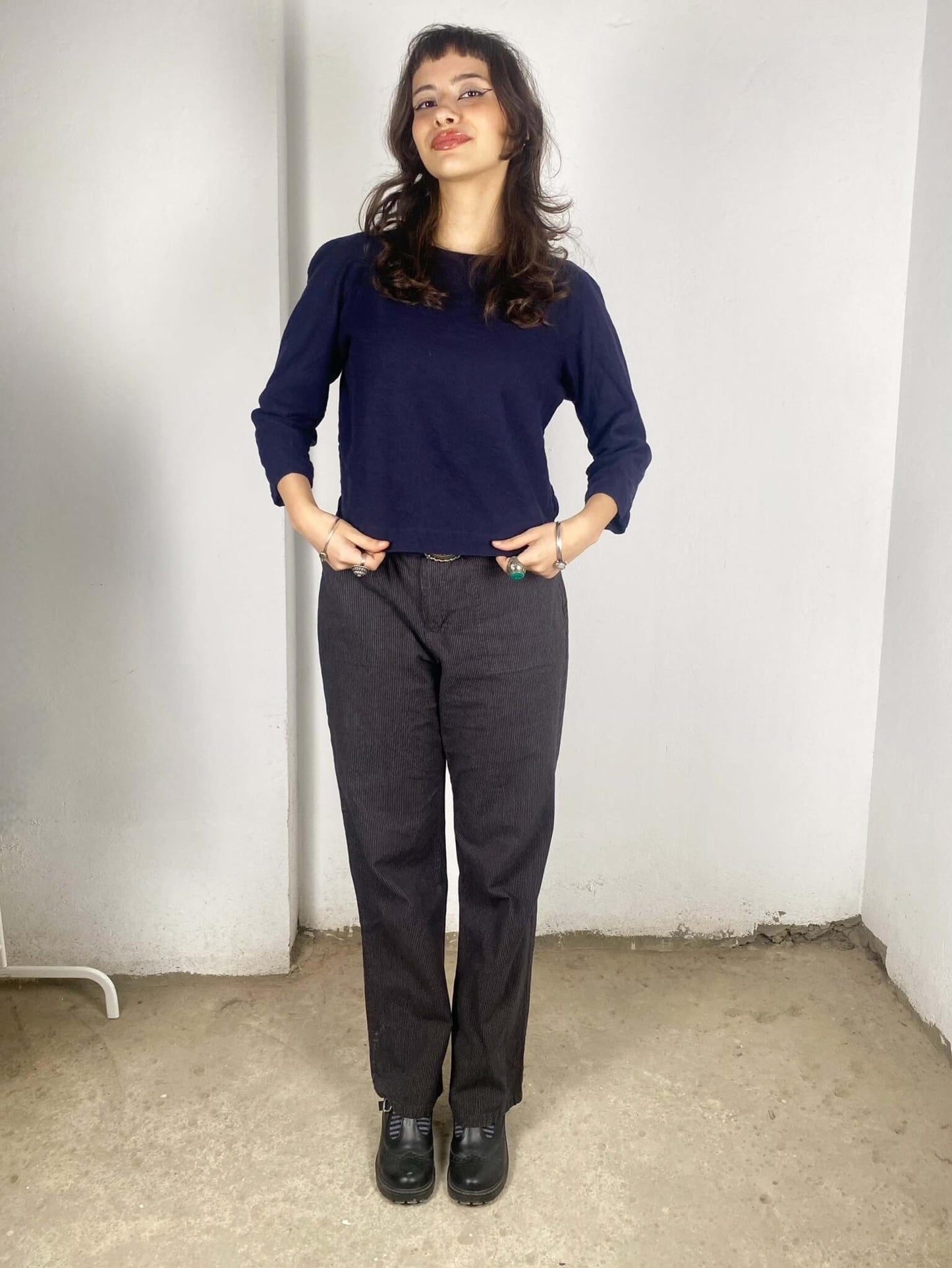 Navy Blue Wool Top