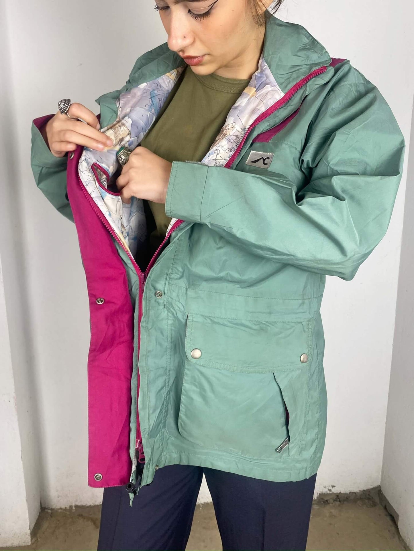 Vintage Teal Raincoat