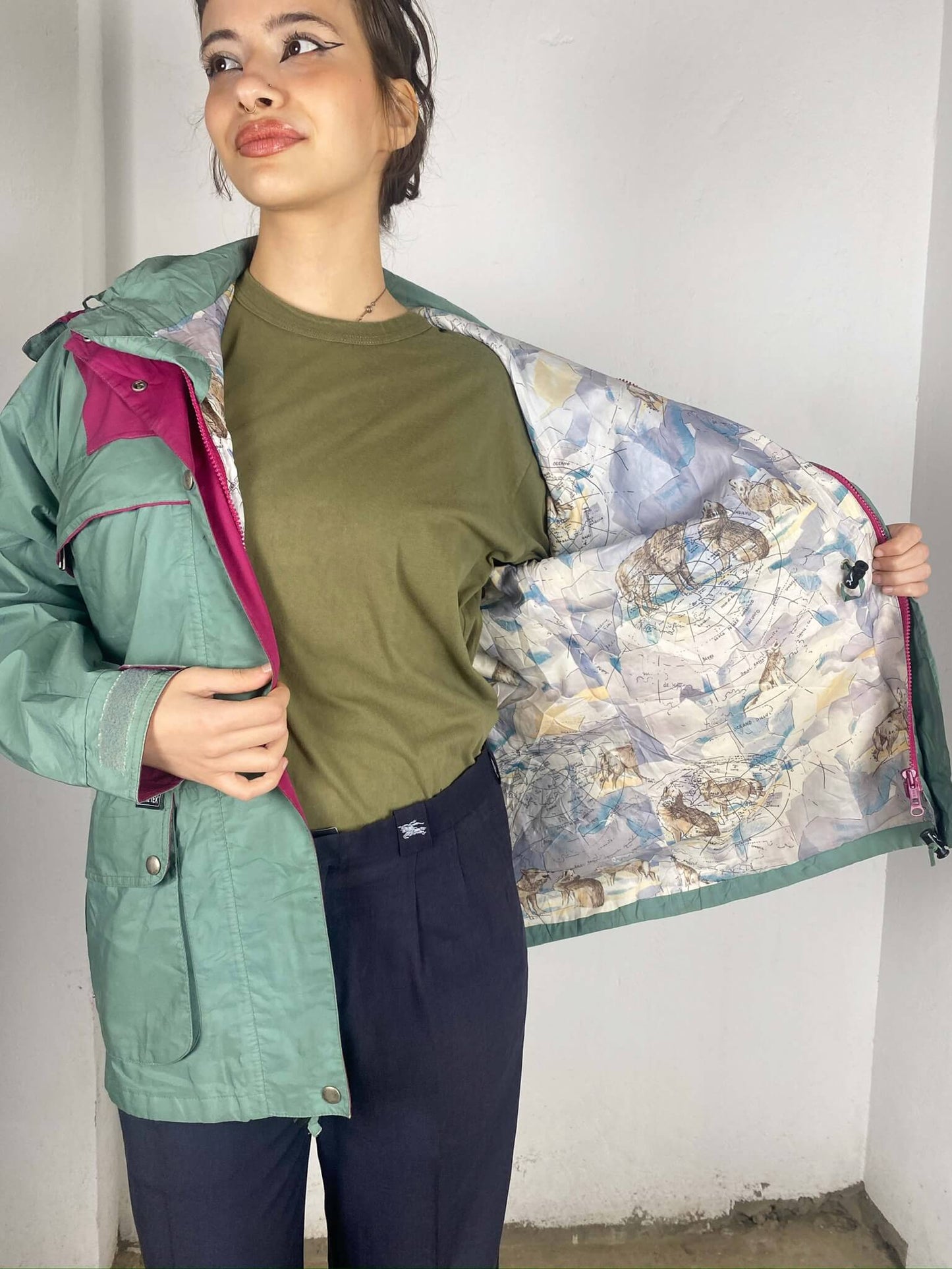 Vintage Teal Raincoat