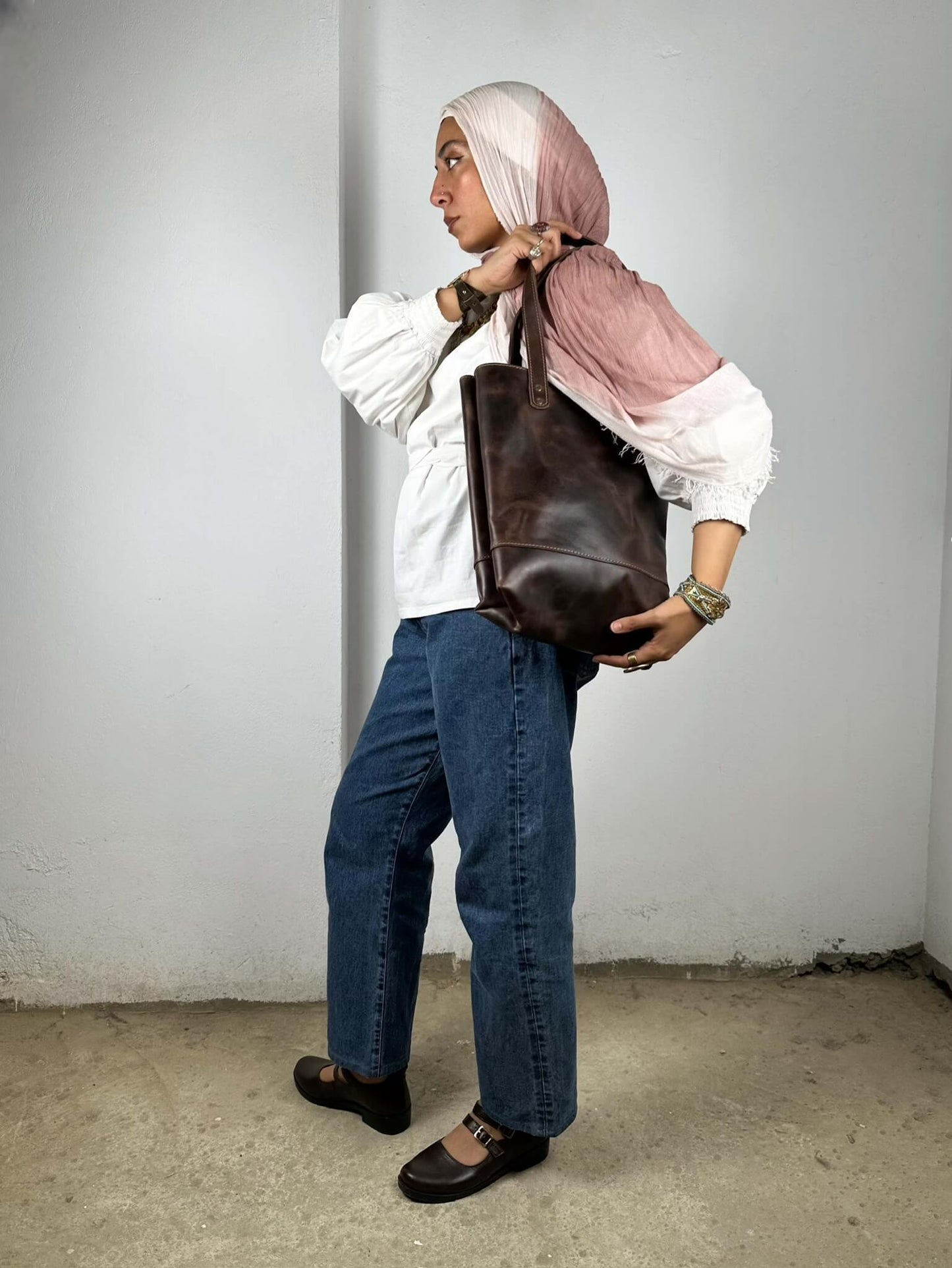 Genuine Leather Brown Tote Bag