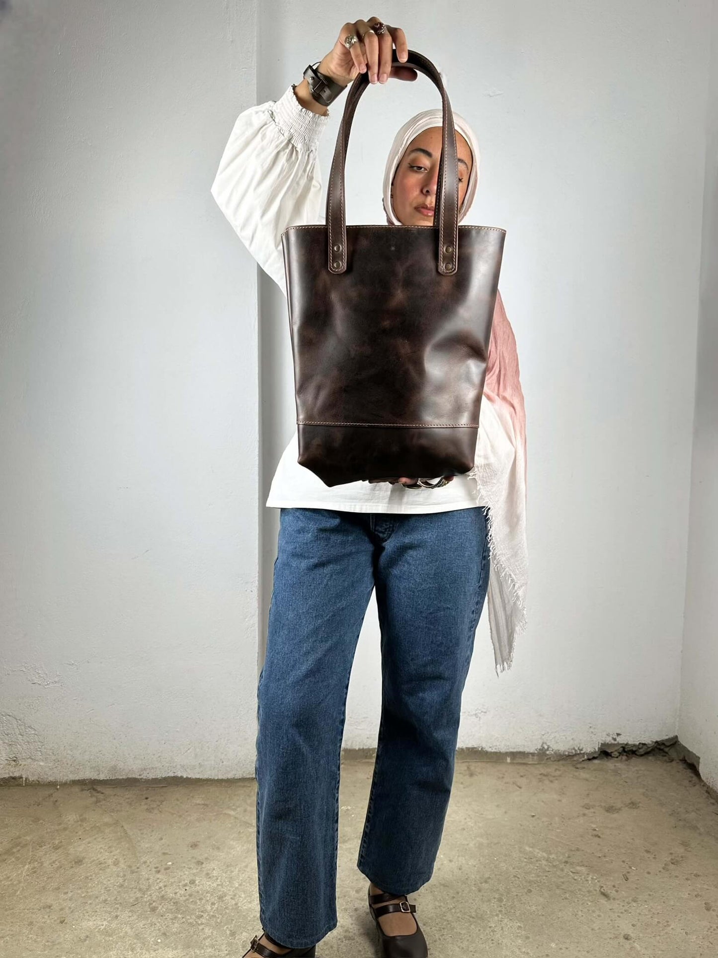 Genuine Leather Brown Tote Bag