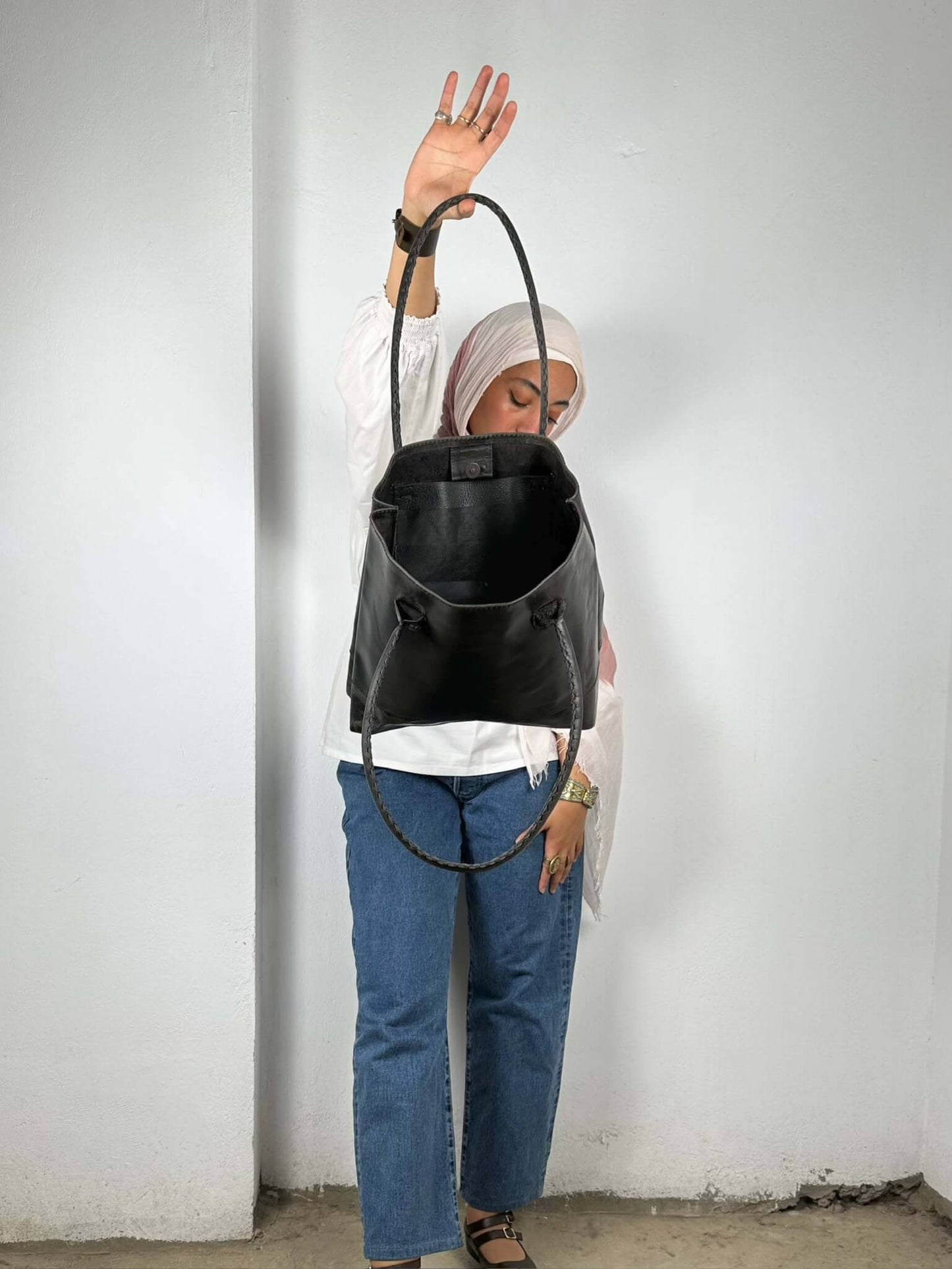 Genuine Leather Black Shoulder Bag