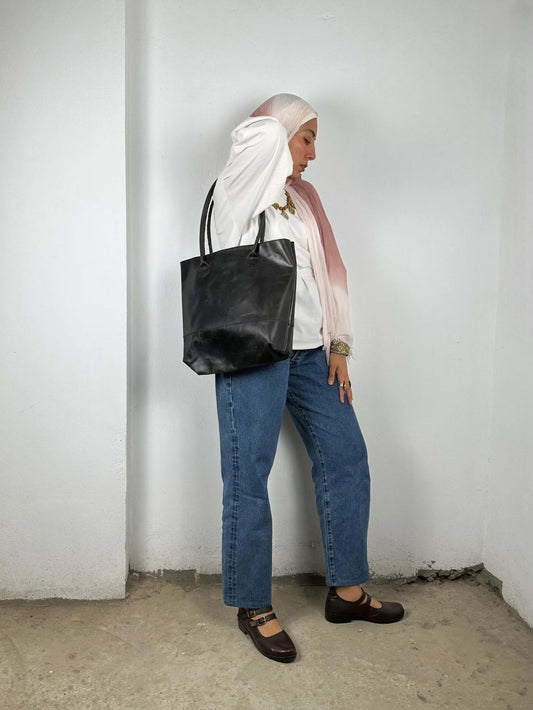 Genuine Leather Black Shoulder Bag