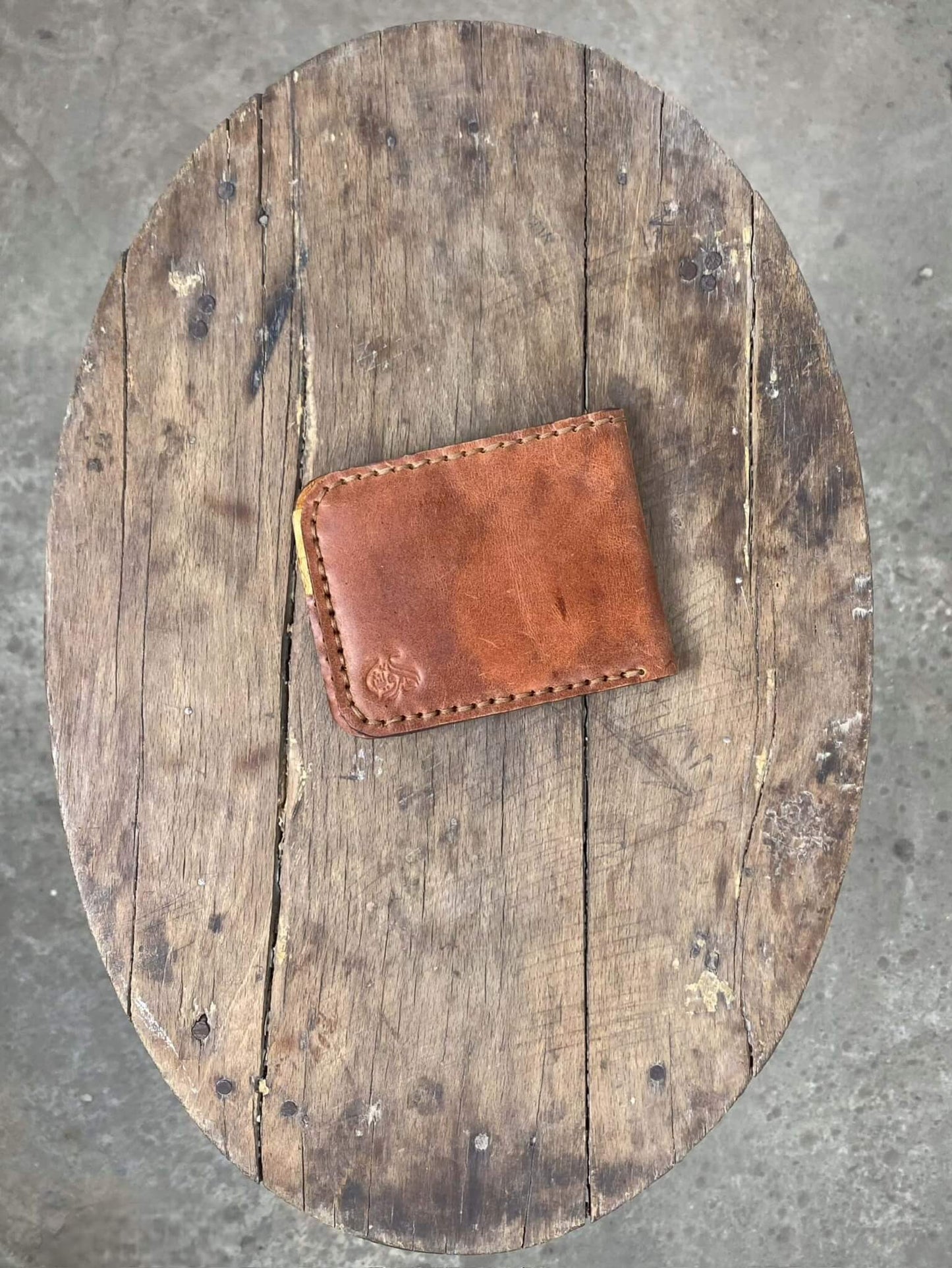 Brown and Beige Leather Wallet