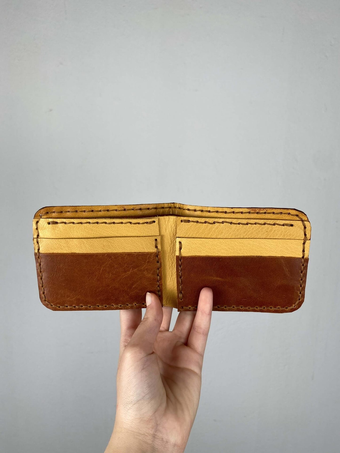 Brown and Beige Leather Wallet