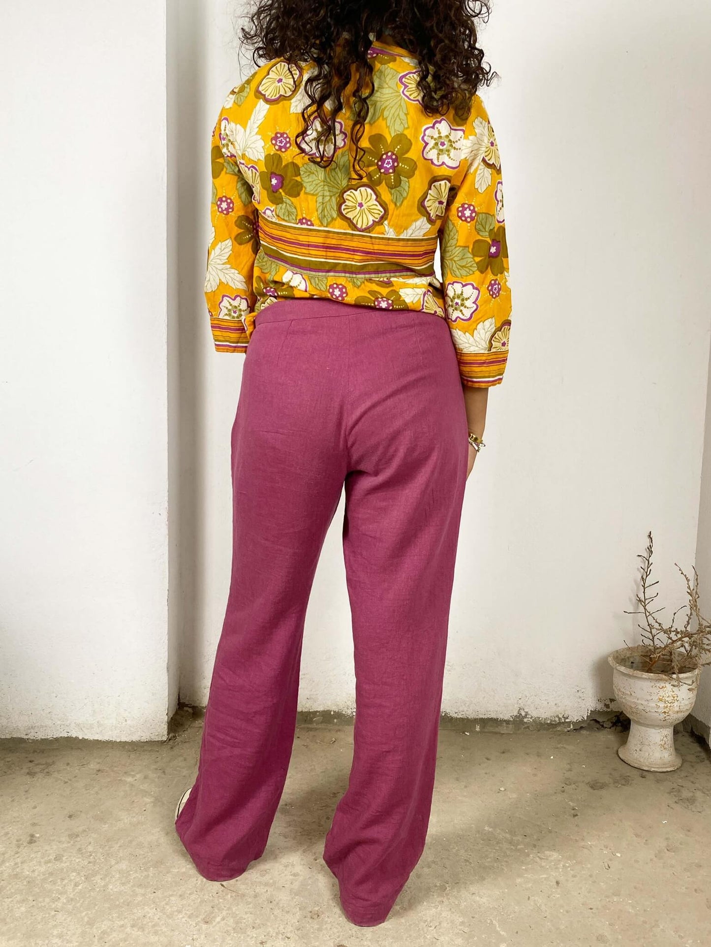 Magenta Linen Pants