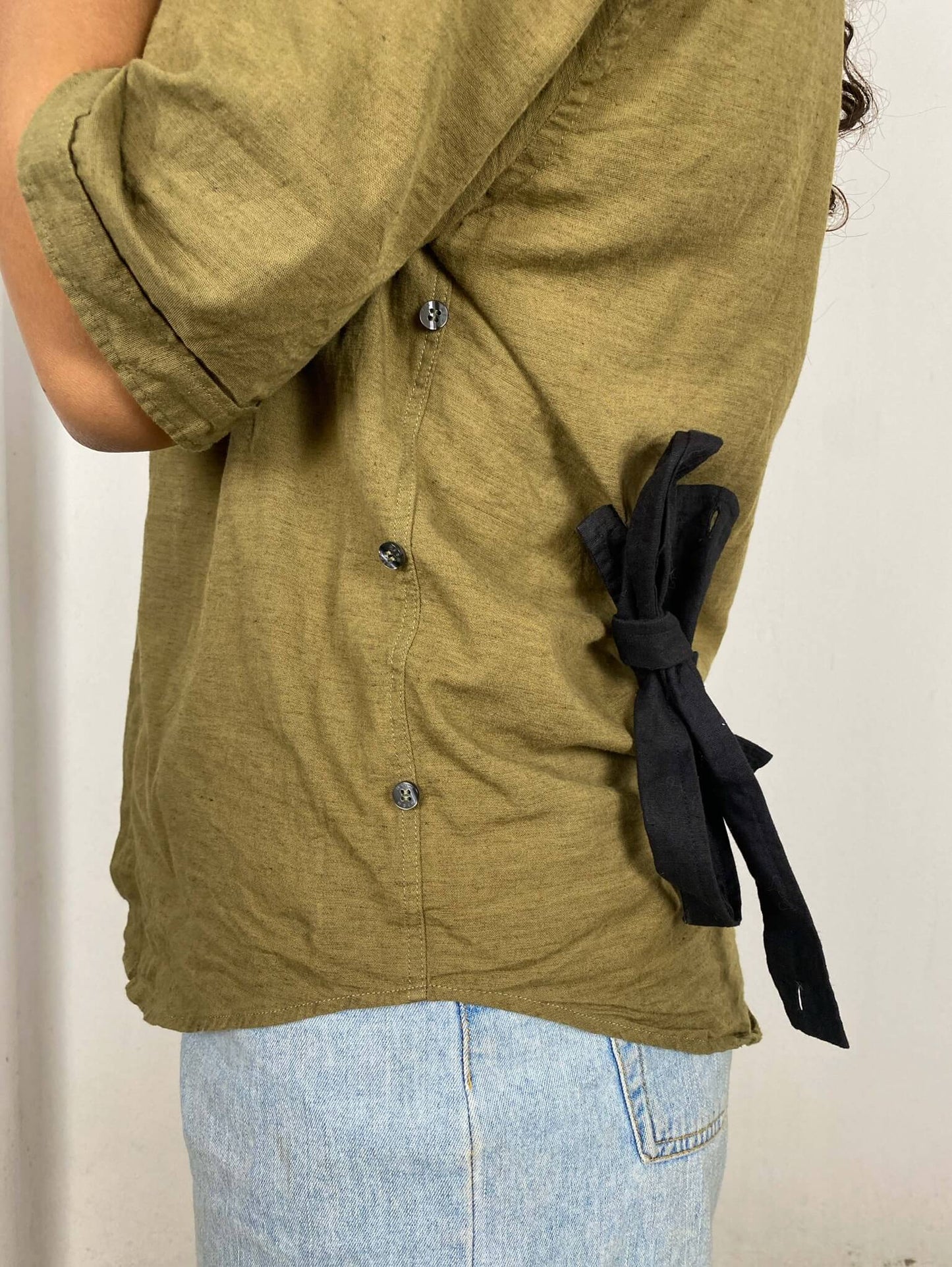 Olive Wrap-up Shirt