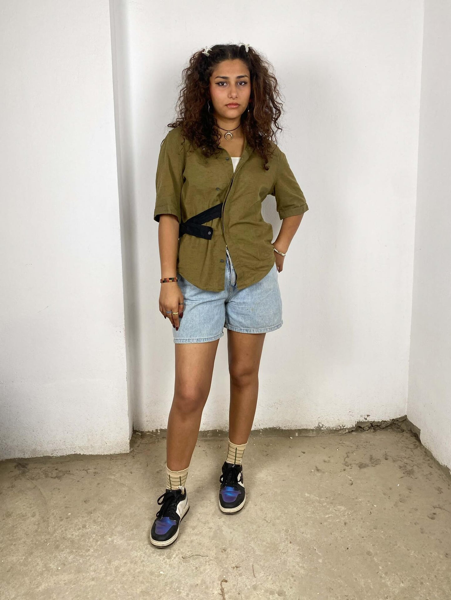 Olive Wrap-up Shirt