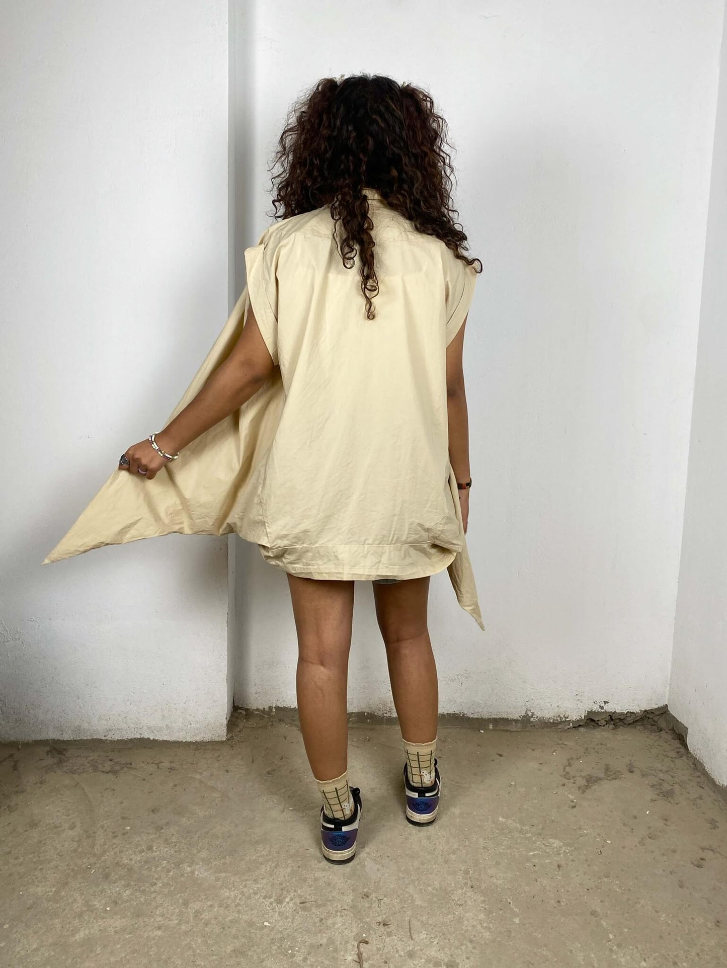 Beige Wrap-up Shirt