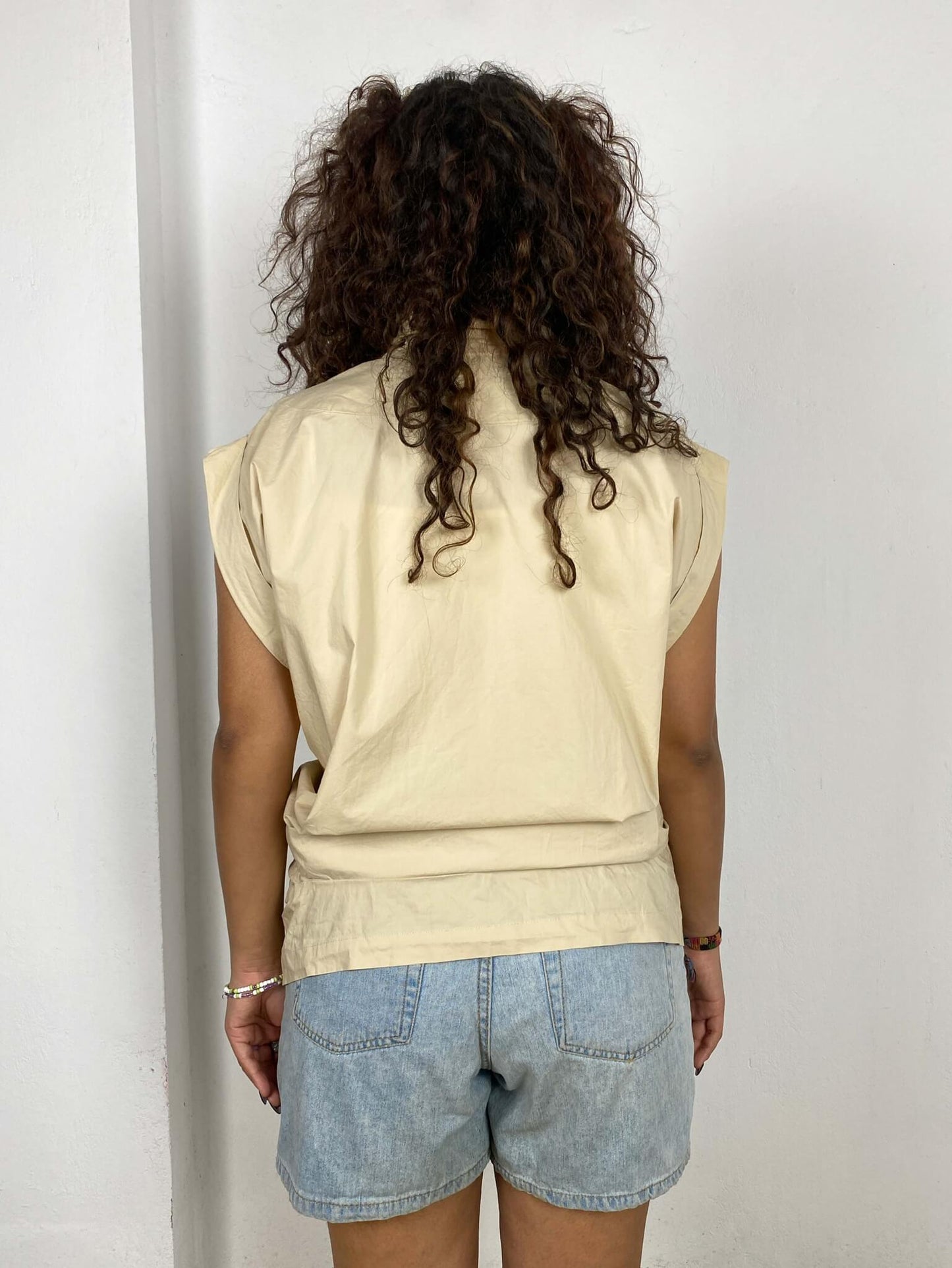 Beige Wrap-up Shirt