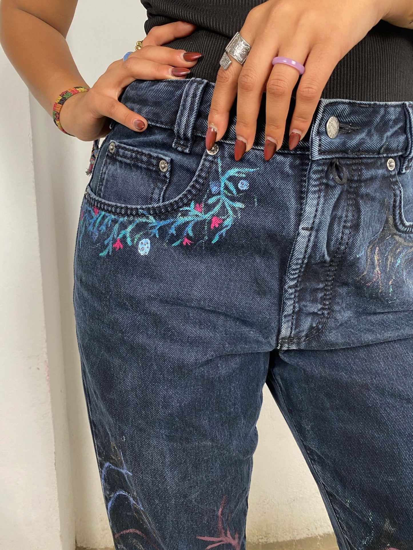 Ancient Egyptian Animals Handpainted Jeans