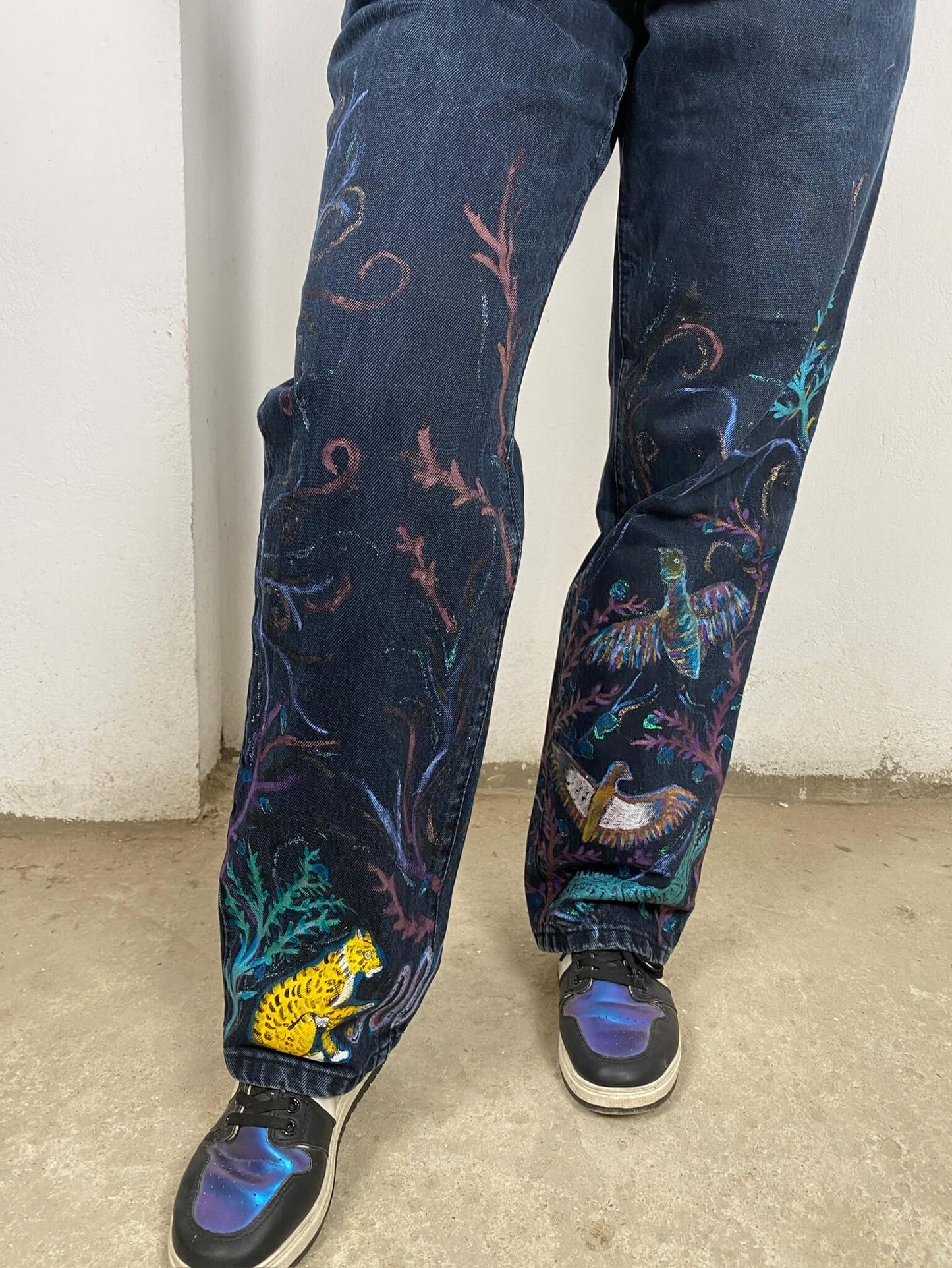 Ancient Egyptian Animals Handpainted Jeans