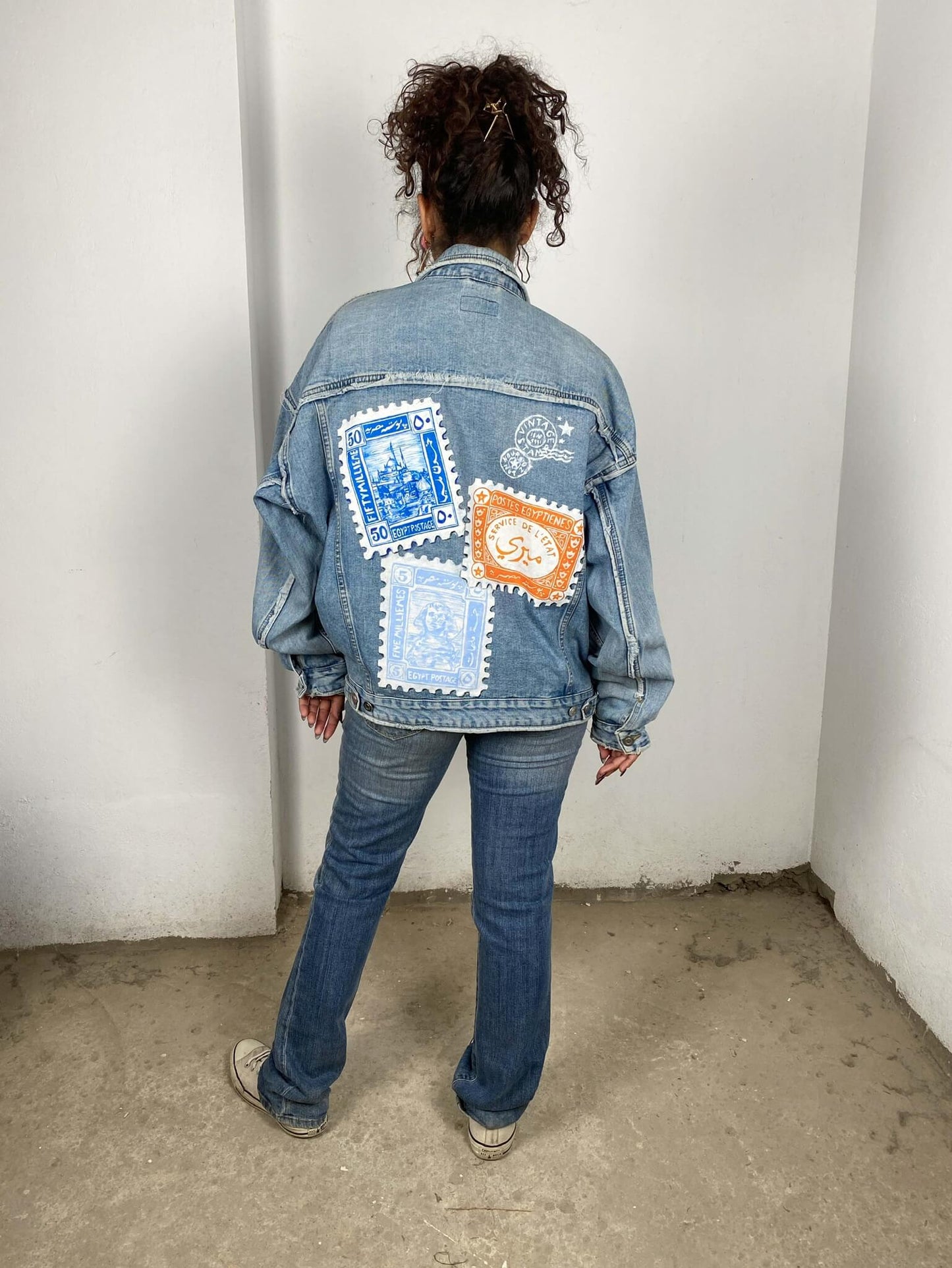 Handpainted Stamps Denim Jacket
