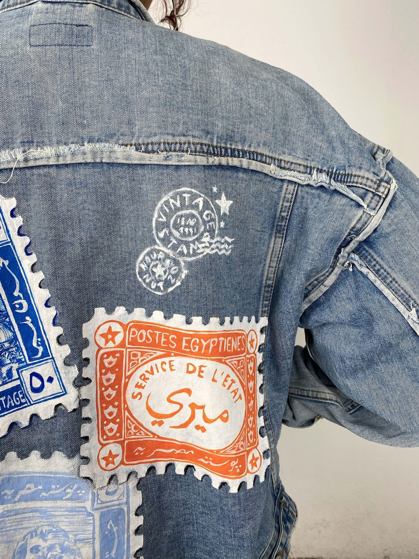 Handpainted Stamps Denim Jacket