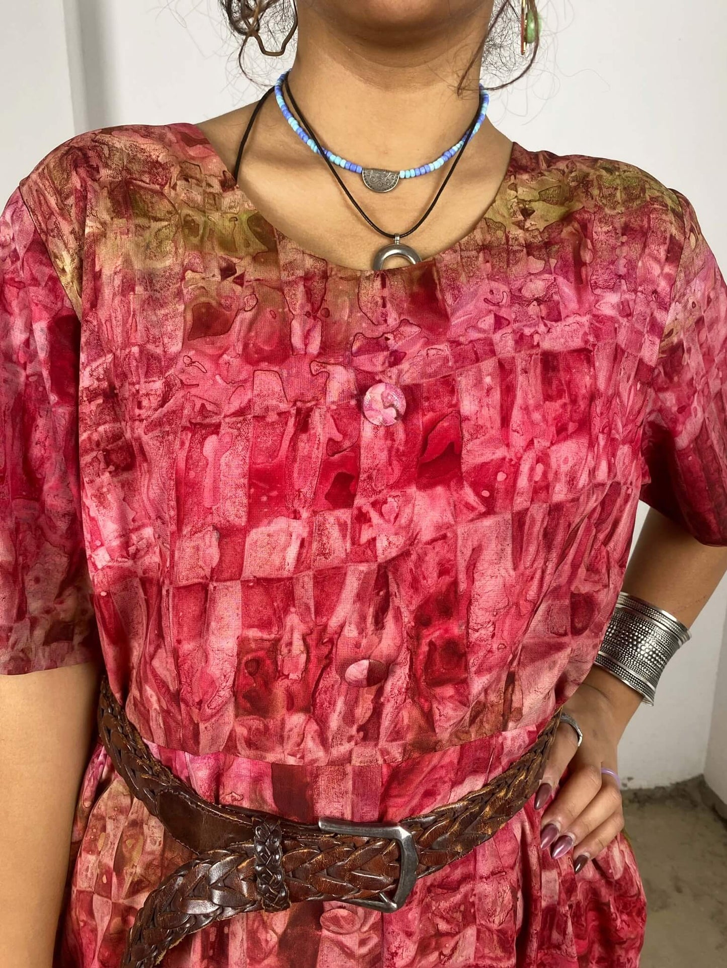 Patterned Magenta Maxi Dress