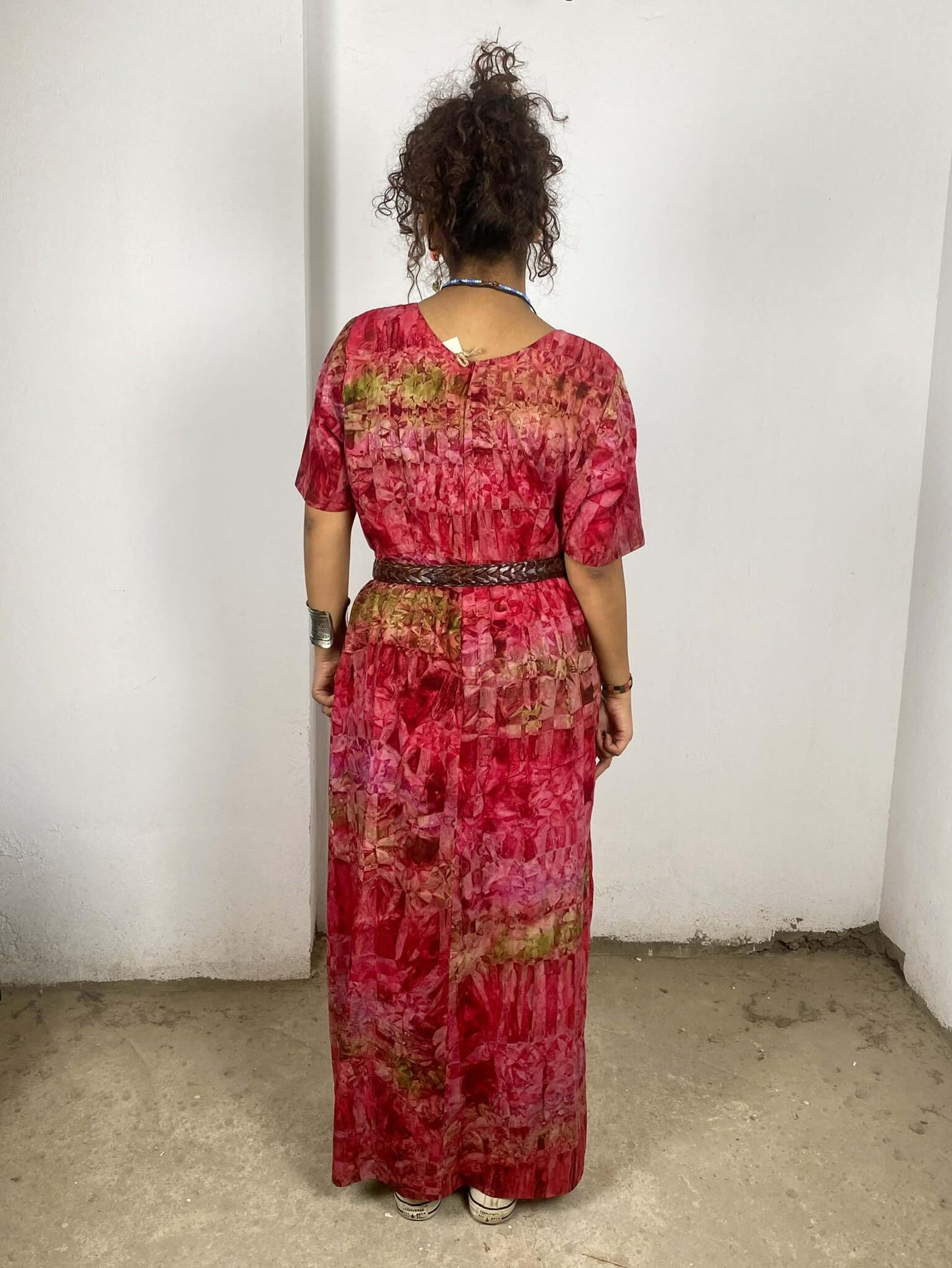 Patterned Magenta Maxi Dress
