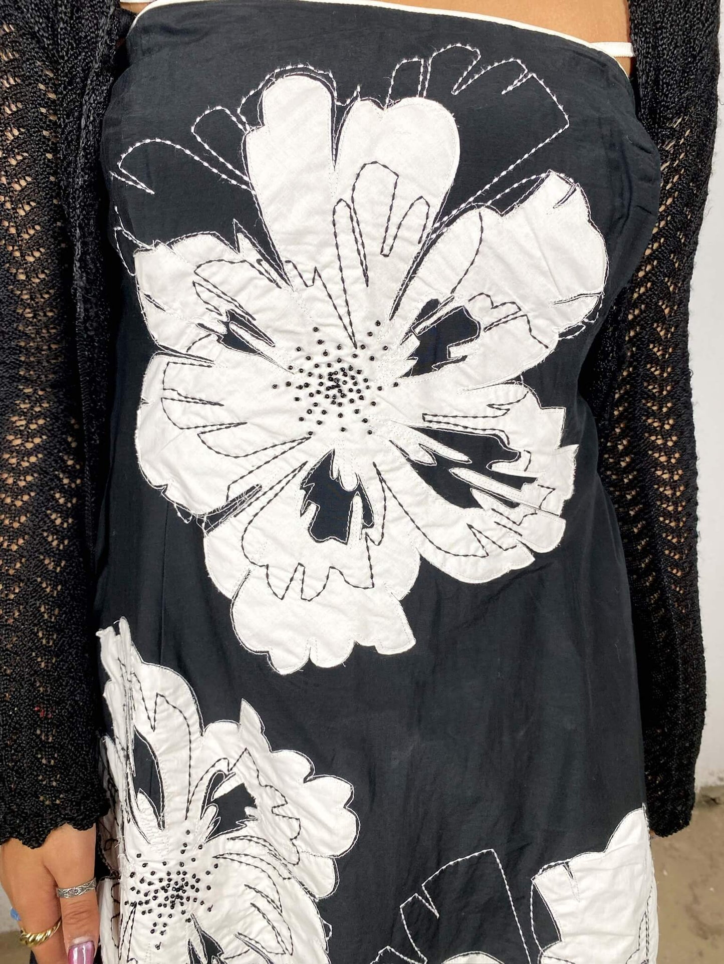 Floral Black and White Dress
