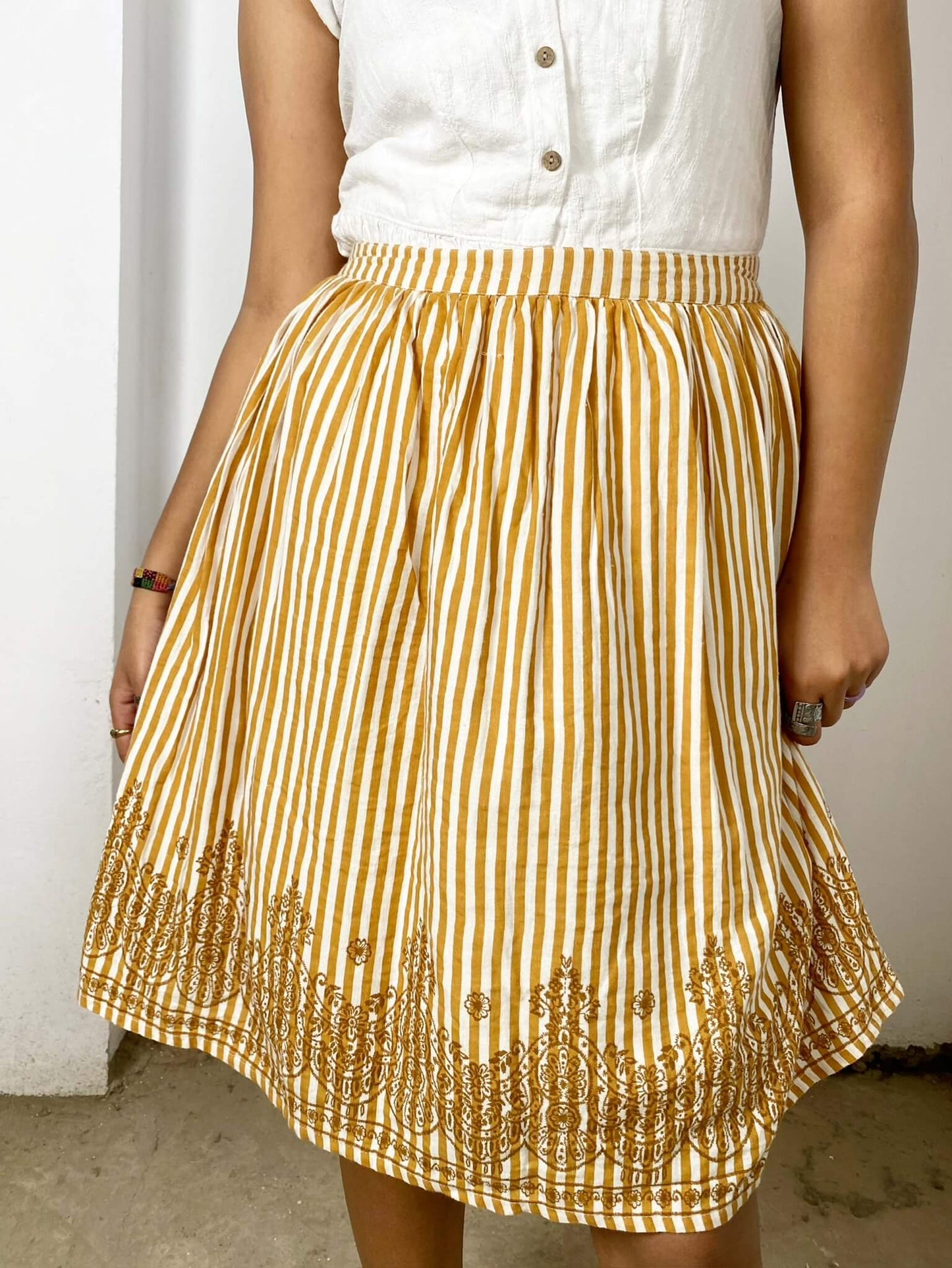 Tan Striped Vintage Akirt