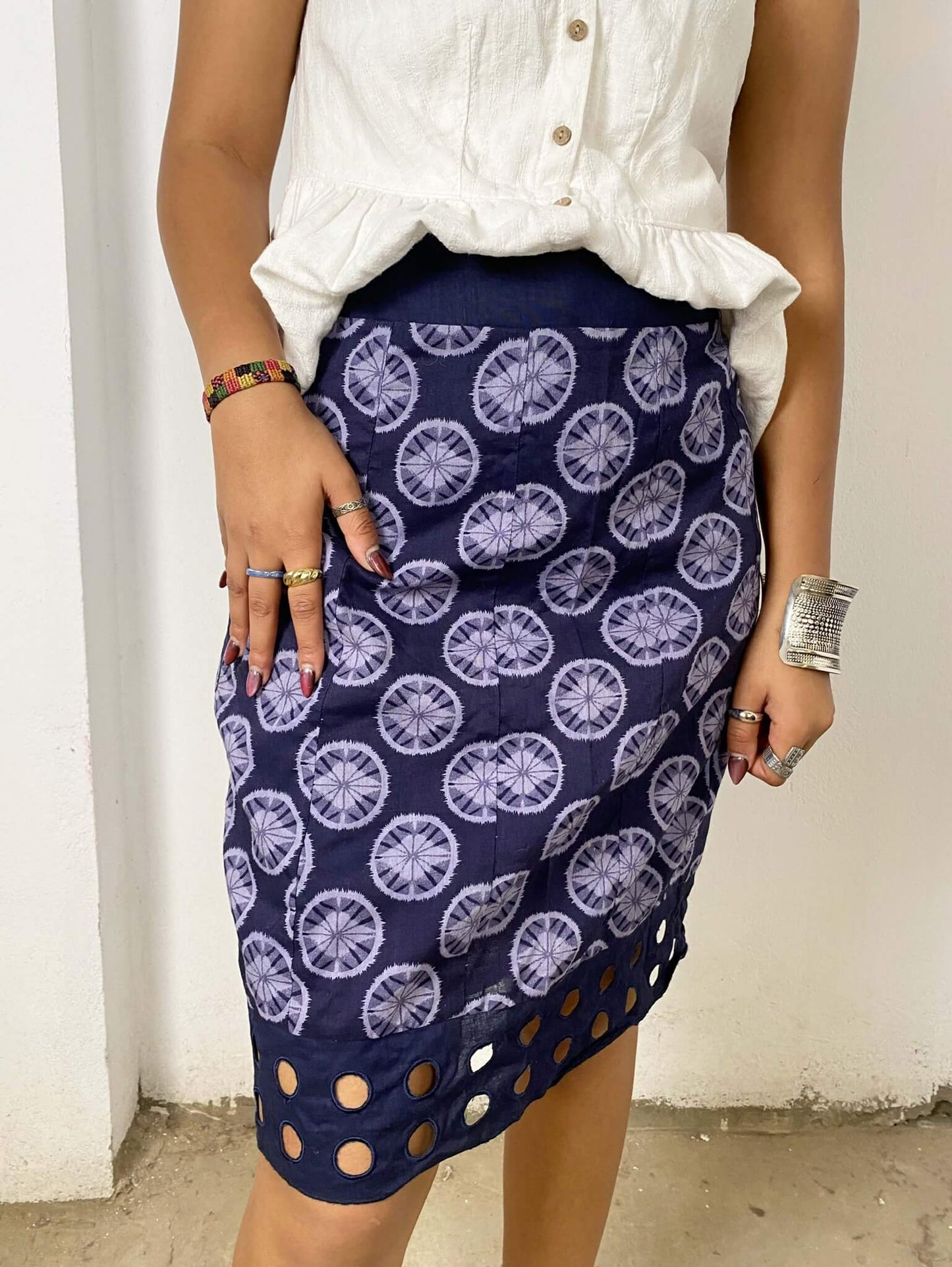 Patterned Navy Vintage Skirt