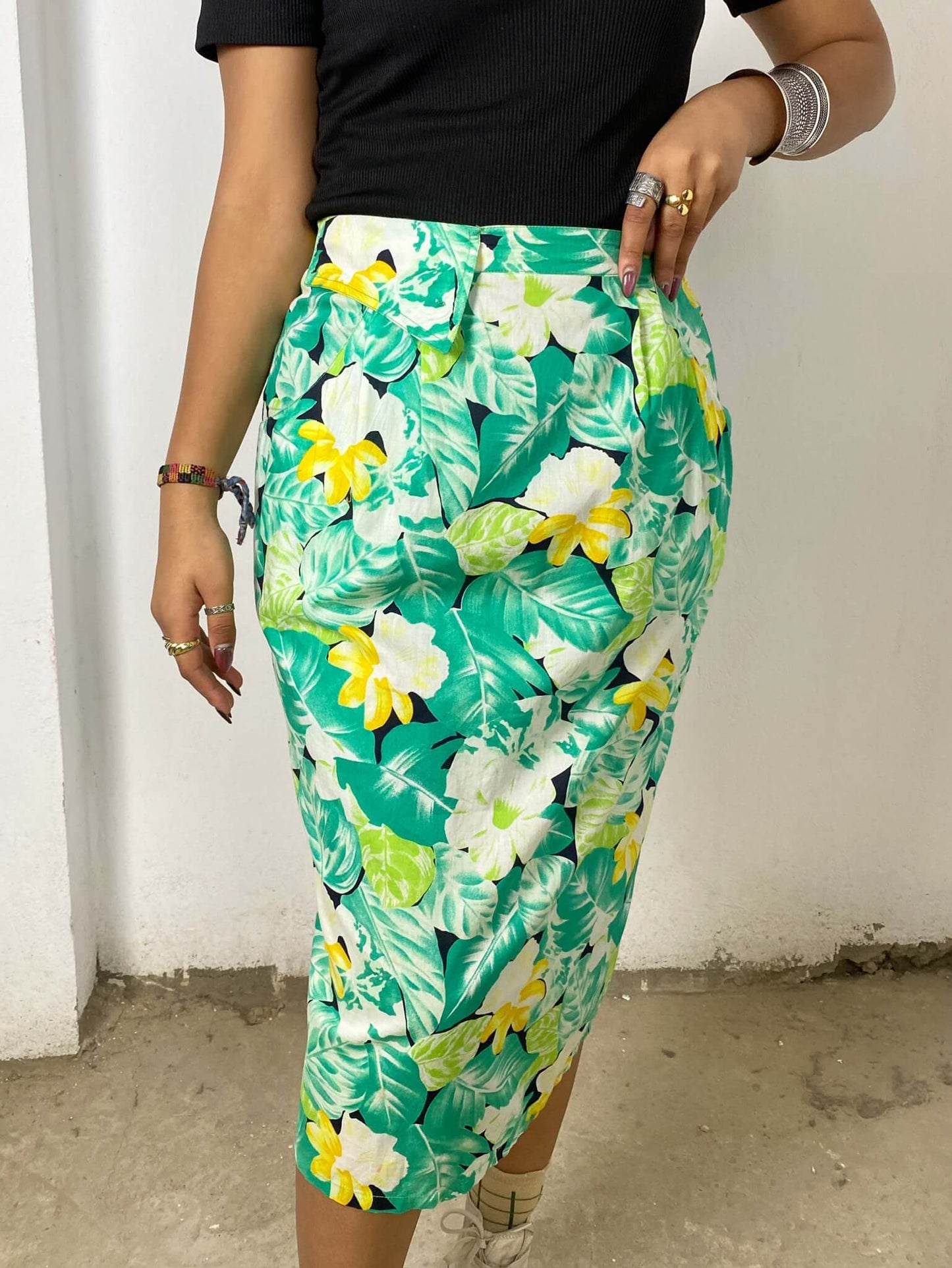Green Floral Vintage Skirt