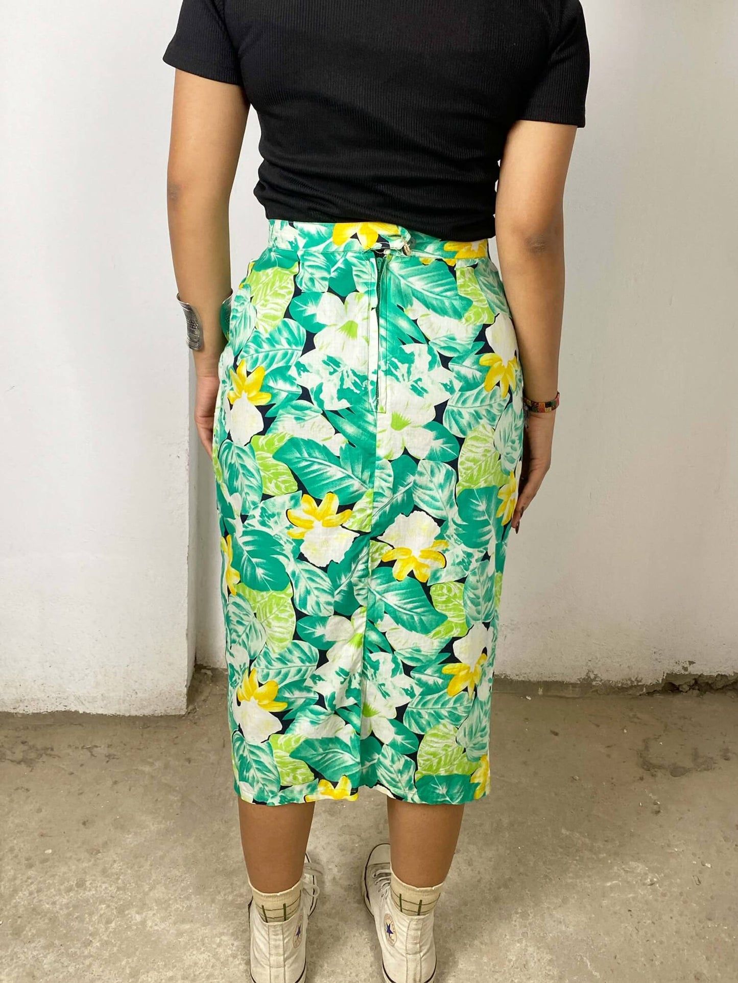 Green Floral Vintage Skirt