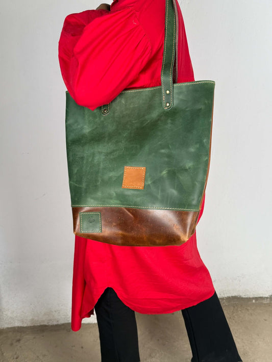 Collage Leather Tote Bag