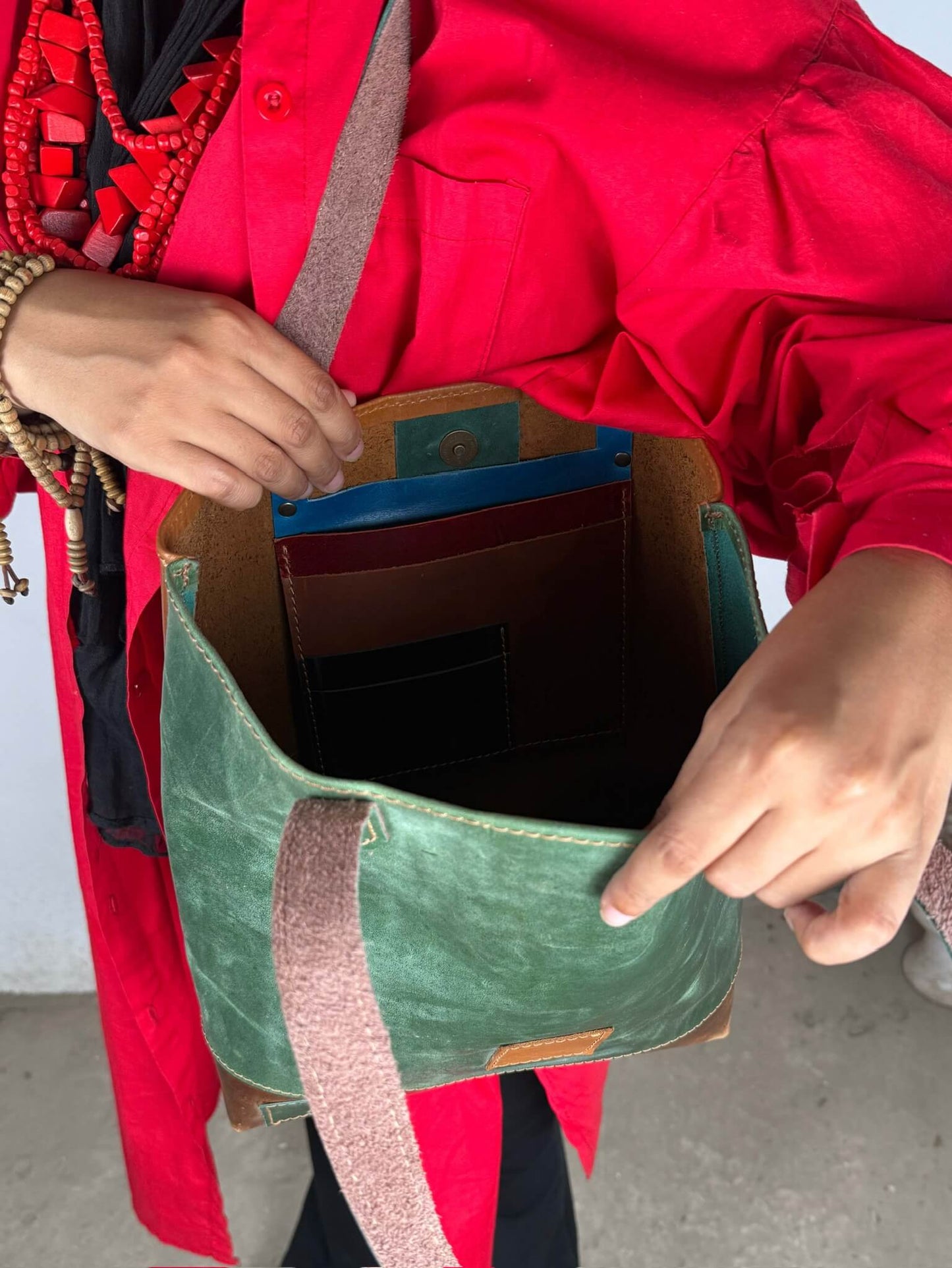 Collage Leather Tote Bag
