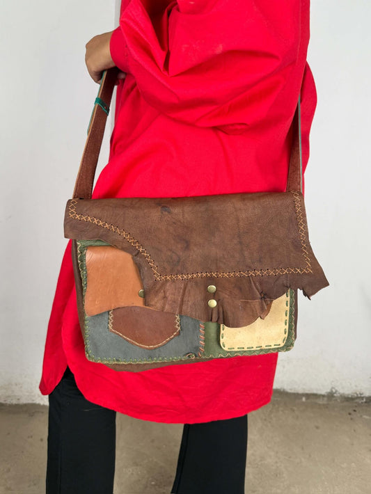 Rustic Colorblock Crossbody Bag
