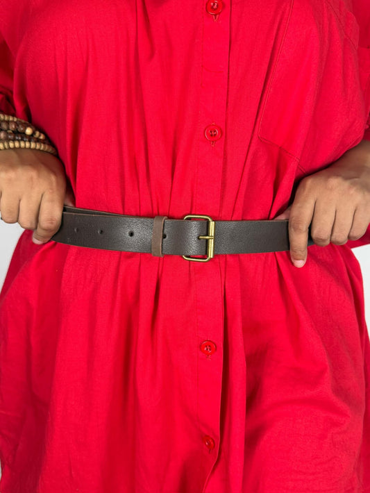 Deep Brown Leather Belt