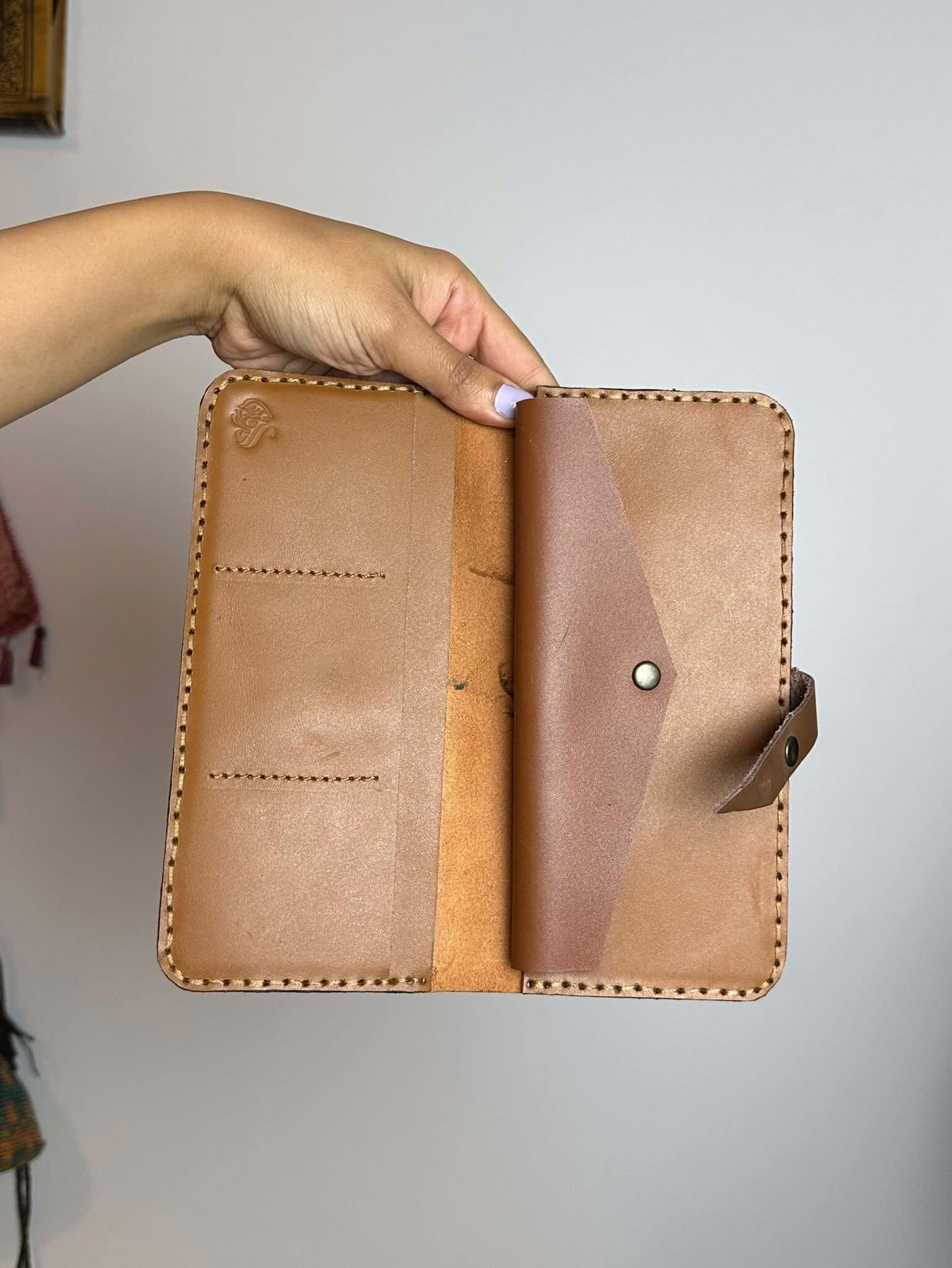 Handpainted Islamic Floral Leather Wallet