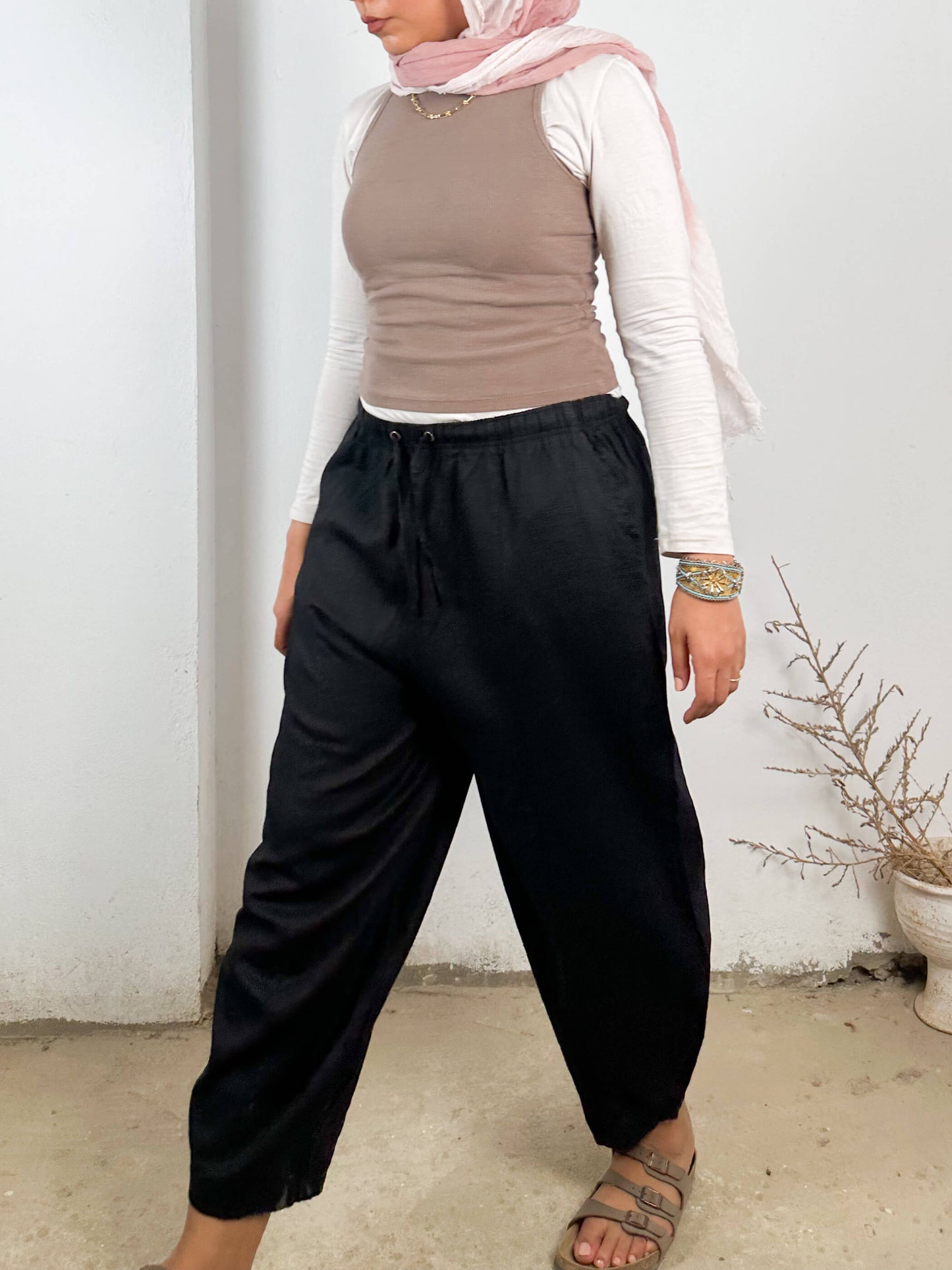 Linen Black Vintage Pants