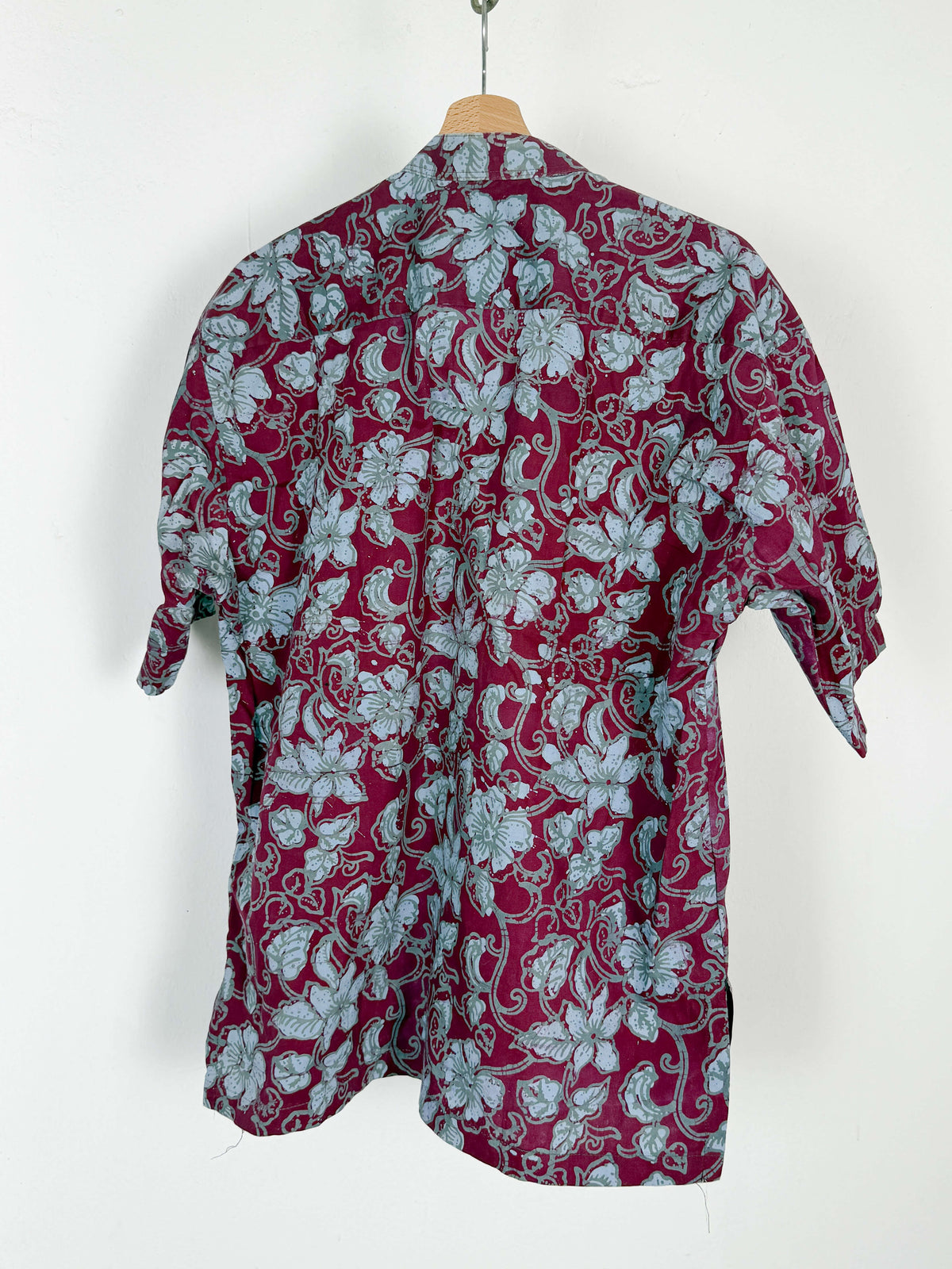 Patterned Burgundy and Blue Shirt