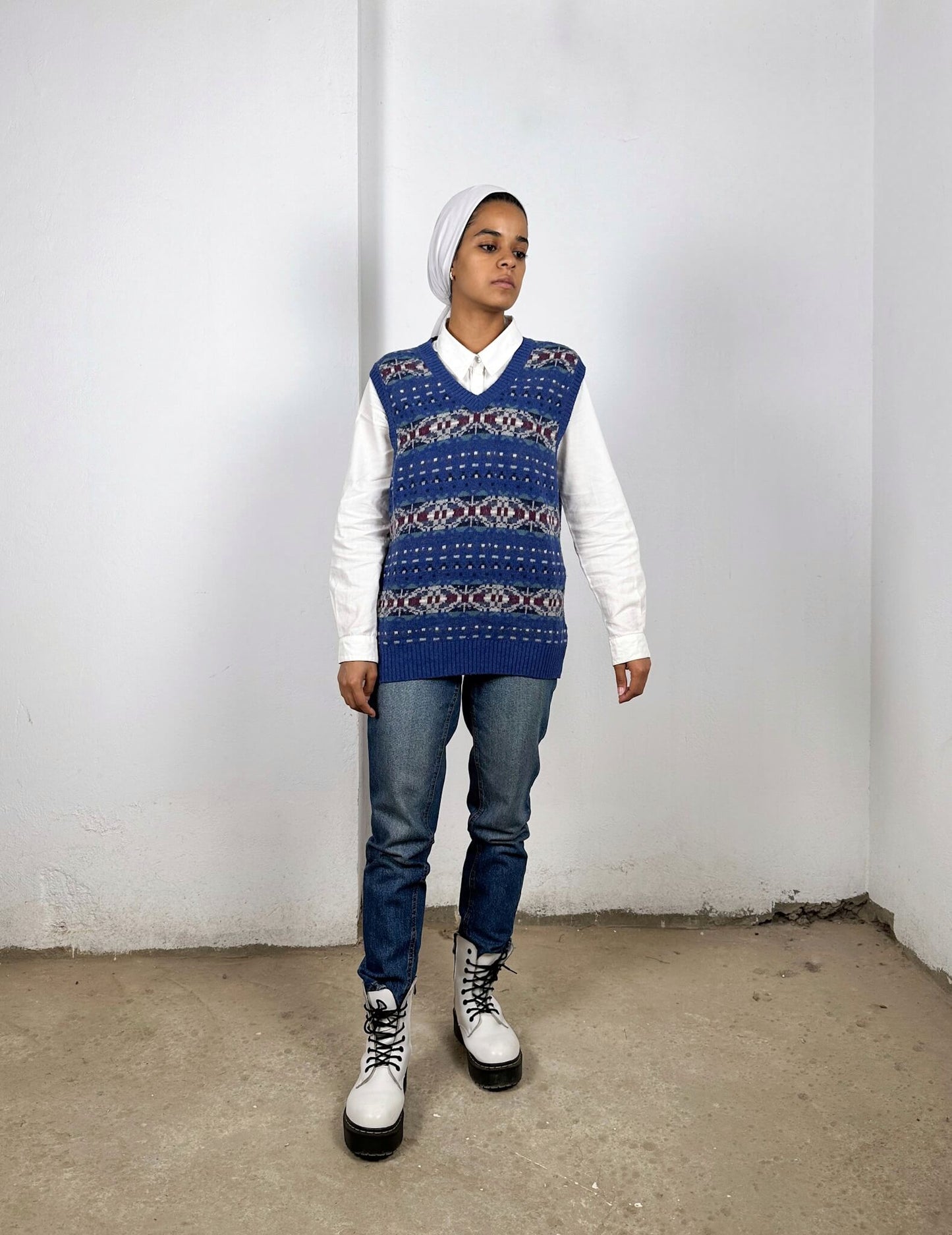 Blue Pattern Pullover Vest