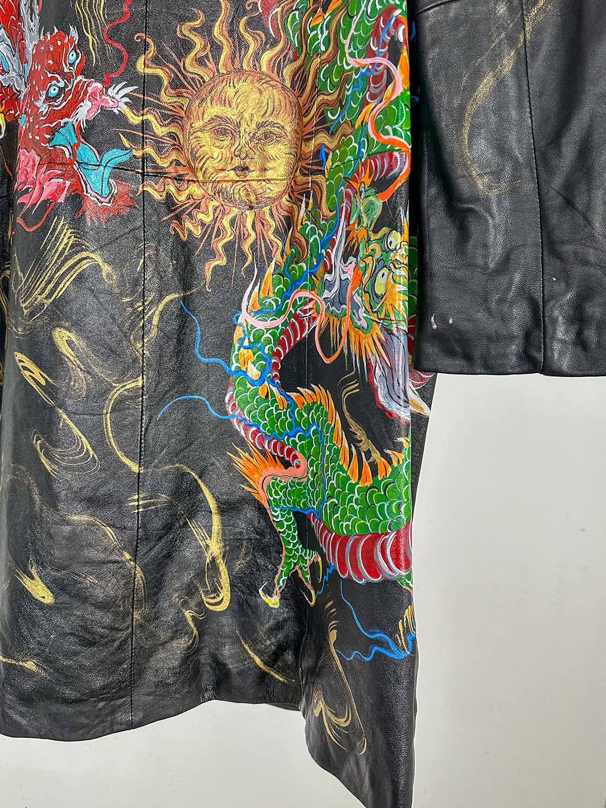 Genuine Leather Hand Painted Long Jacket