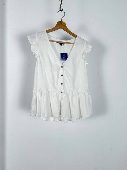 Linen And Viscose Frilly Blouse