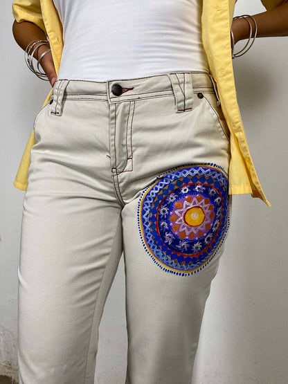 Hand Painted Jeans with Indian Patterns