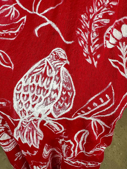 Red Viscose Hand Painted Shawl