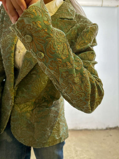 Green Brocade Blazer