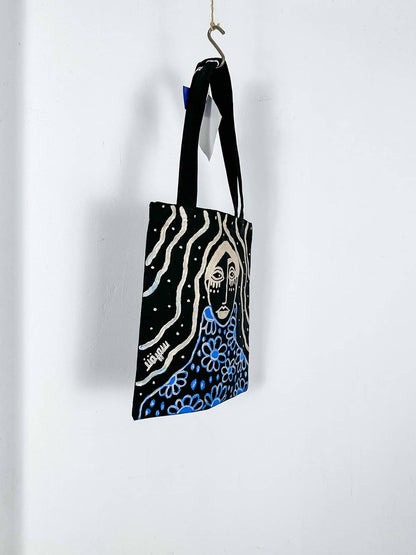 Black Hand Painted Tote Bag