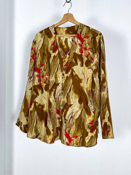 Long Sleeved Vintage Patterned Floral Shirt