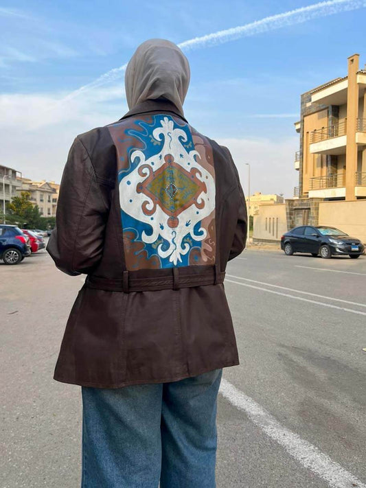 Hand Painted Kaitag Leather Jacket