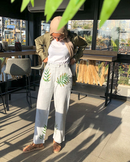 Palms Embroidered Pants
