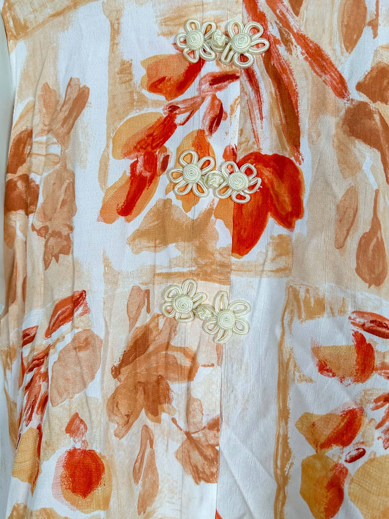 Orange and White Vintage Patterned Blouse